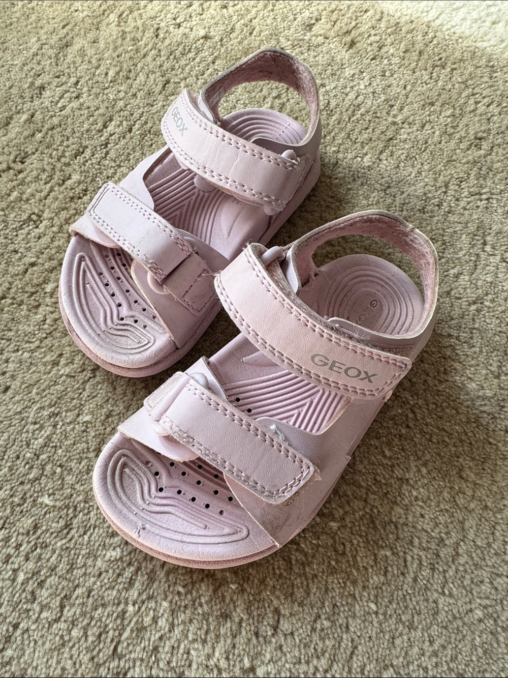 Geox Kids Light Pink Double-Strap Hook-and-Loop Sandals